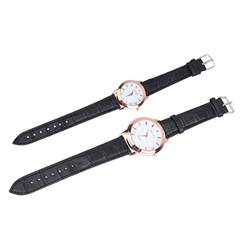 SAFIGLE 2stücke Modische Quarzuhr Für Elegante Armbanduhr Mit Lederarmband Und Komfortabel Für Männer Und Frauen Für Valentinstag Und Besondere Anlässe von SAFIGLE