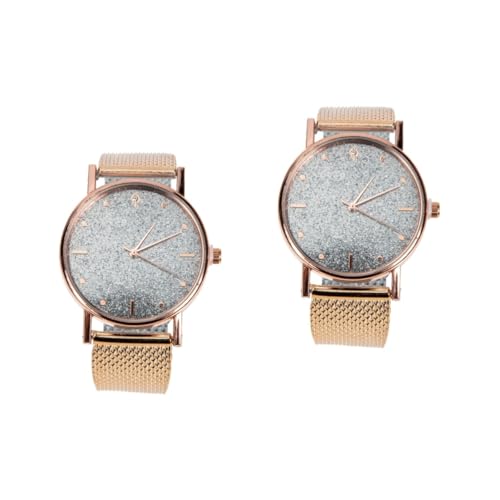 SAFIGLE 2stücke Damen Quartz Uhr Mit Silikonarmband Modische Business Armbanduhr Für Frauen Elegante Freizeit Und Bürouhr Mit Rosé-goldenem Ziffernblatt Als Für Besondere Anlässe von SAFIGLE