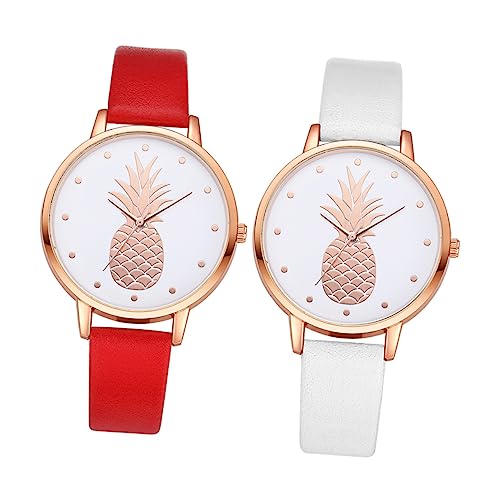 SAFIGLE 2St Quarzuhren Boderry-Uhren für Herren Uhren für Damen Uhr für männer White Watch Quartz Watch Damenuhren lässige Damenuhr Quartz Uhr beiläufig Anschauen Ananas Fräulein Glas von SAFIGLE