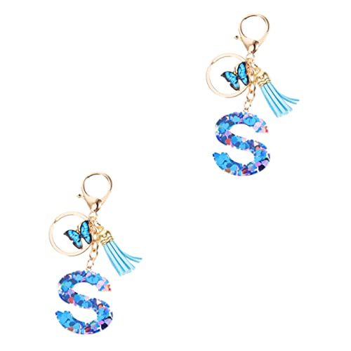 SAFIGLE 2St Schlüsselanhänger für Damen Alphabet-Schlüsselanhänger für Frauen Blauer Schlüsselanhänger Auto schlüsselanhänger car Keychain Buchstaben-Schlüsselanhänger Taschenanhänger Harz von SAFIGLE