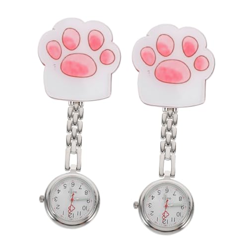 SAFIGLE 2St Taschenuhr pro Watch Watches Herrenuhren für Herren Mann beobachten hängende Uhr der Katzentatze Cartoon Brustuhr niedlich Katzenpfote Anschauen Krankenschwester Harter Kleber von SAFIGLE