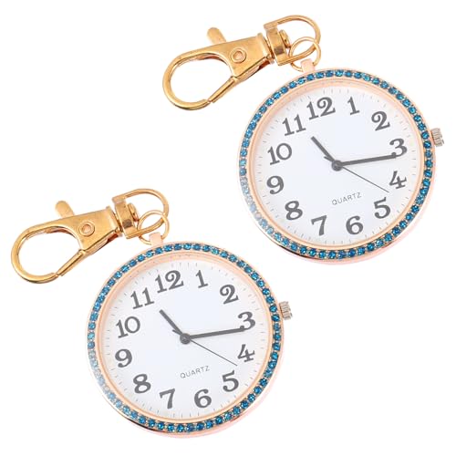 SAFIGLE 2stücke Taschenuhr Schlüsselanhänger Mit Strass-Dekoration Tragbare Clip Uhr Für Erwachsene Und Junge Mädchen Praktische Zeitmessung Für Taschen Gürtel Und Taschen von SAFIGLE