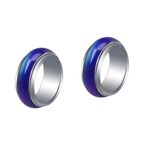 SAFIGLE 2st Thermochromer Ring Ringe Für Männer Stimmungsringe Männer Klingeln Gefühlsring Punk-ringe Perlen Für Haare Daumen Schmuck Temperatur Erfassen Kupfer Männlich von SAFIGLE