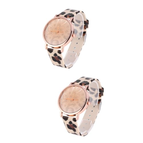 SAFIGLE 2stücke Fashion Runde Quarz Uhr Mit Ziffernblatt Und Pu Lederarmband Für Damen Im Leopardenmuster Armbanduhr Für Präzise Zeitmessung Stilvolles Design von SAFIGLE