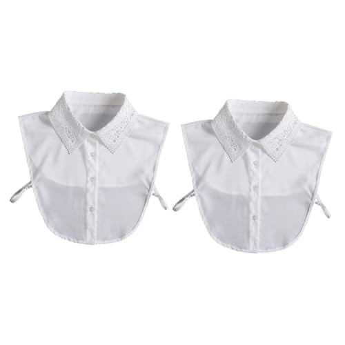 SAFIGLE 2St falscher Kragen Blusenkragen Hemdkragen gefälschter Rüschenkragen falschen Kragen kleiden Pullover gefälschter Kragen Chiffon-Spitzenkragen falscher Spitzenkragen Weiß von SAFIGLE