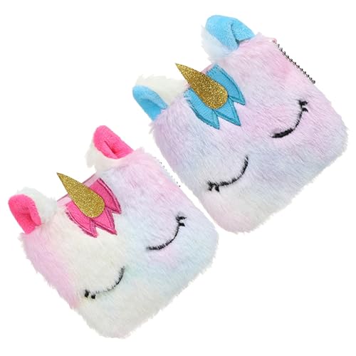 SAFIGLE 2stücke Einhorn Geformte Münztasche Aus Plüsch Reißverschluss Geldbörse Zum Aufbewahren Von Kleinen Gegenständen Münzen Und Schlüsseln Pack Farbe Zufällig von SAFIGLE