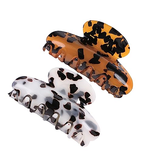 SAFIGLE 2stücke Haarspangen Aus Acryl Mit Marmormuster Große Haarclips Haar-accessoires Für Damen Und Mädchen in Kaffee Und Weiß Langlebig Und Stilvoll von SAFIGLE