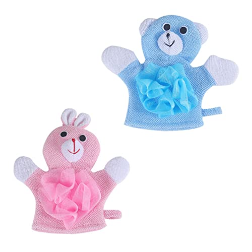 SAFIGLE 2Stücke Badewäsche Peeling Handtücher Cartoon Design Pinker Hase Blauer Sanfte für Empfindliche Haut Bad und Schnelltrocknend von SAFIGLE