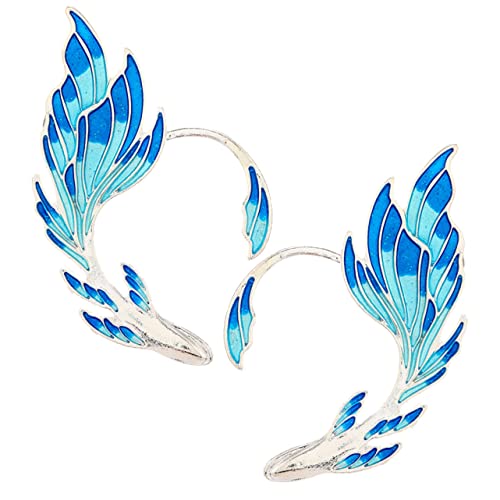 SAFIGLE Blaue Ohrmanschette Clip Ohrringe 2 Stück Damen Ohrklemmen Nicht Piercing für Cosplay Party SAFIGLE Blaue Ohrmanschette Clip Ohrringe 2 Stück Damen Ohrklemmen Nicht Piercing für Cosplay Party von SAFIGLE