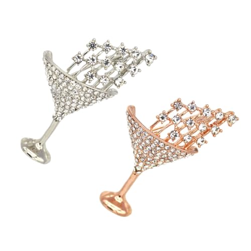 SAFIGLE Cocktailglas Brosche 2 Stück Kreative Anstecker Legierung Schickes Partyzubehör für Frauen Festliche Dekoration von SAFIGLE