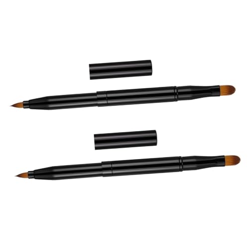 SAFIGLE 2Stücke Einziehbare Doppelte Kosmetikbürste Lippenpinsel Eyeliner Pinsel Doppelköpfige Make Up Pinsel für Täglichen und Professionellen Gebrauch Schwarz von SAFIGLE