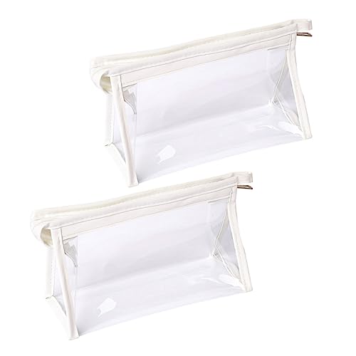SAFIGLE 2Stücke Multifunktions Stifttaschen Transparent Tragbare Kosmetiktaschen für Schreibwaren und Make Up Große Kapazität Reißverschluss Design für Schüler und Reisen von SAFIGLE