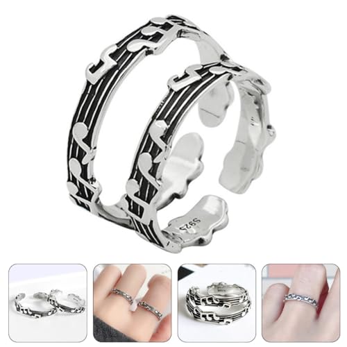 SAFIGLE Musiknoten Ringe für Paare Offener Ring Vintage Schmuck 2 Stücke Damen Herren für Verlobung Valentinstag von SAFIGLE