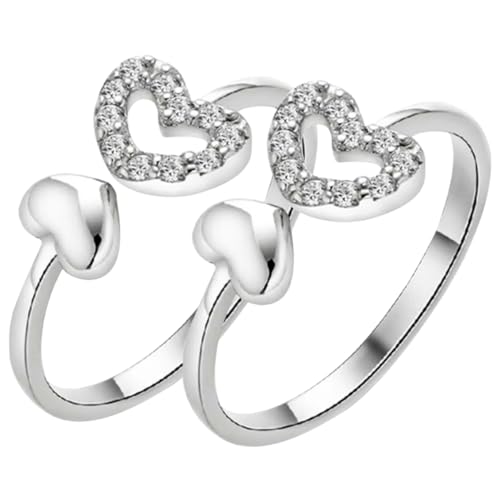 SAFIGLE 2stücke Herzring Für Damen Verstellbarer Offener Ring Aus Fingerring Für Frauen Einfach Und Modisch Für Tägliche Trageweise Und Besondere Anlässe SAFIGLE 2stücke Herzring Für Damen Verstellbarer Offener Ring Aus Fingerring Für Frauen Einfach Und Modisch Für Tägliche Trageweise Und Besondere Anlässe von SAFIGLE