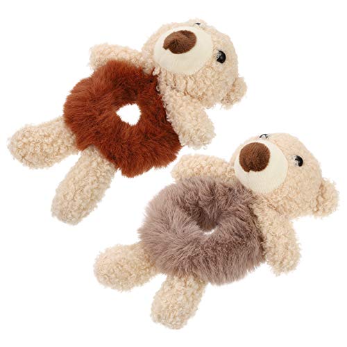 SAFIGLE 2 Stück Plüsch Bär Geformte Haarseile für Mädchen Elastische Haarringe Süße Haaraccessoires für Partys und Alltag von SAFIGLE