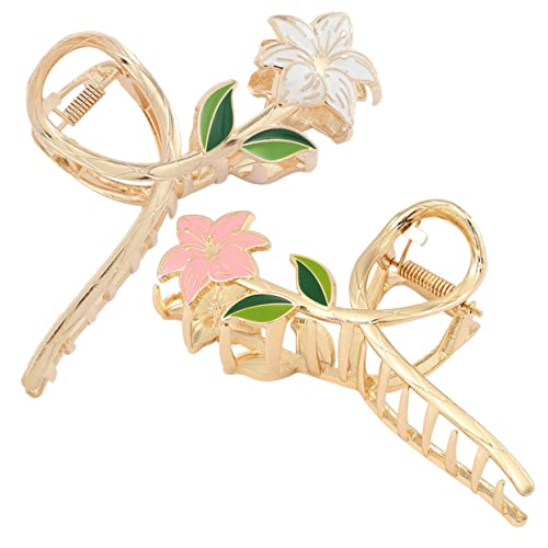 SAFIGLE 2Stücke Retro Lilien Haarclips Für Damen Dekorative Haarklammern Blumenform Haarklauen Für Dünne Haare Für Hochsteckfrisuren Und Alltagslooks von SAFIGLE
