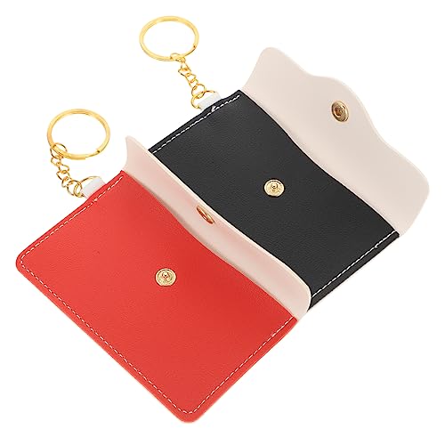 SAFIGLE Schlüsselring mit Kartenetui – 2 Stücke Modischer Schlüsselanhänger mit Tablet Halter PU Geldbörse für Kreditkarten und Münzen für Tägliche Verwendung und Reisen von SAFIGLE