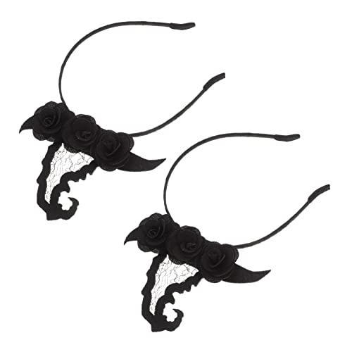 SAFIGLE 2stücke Halloween Stirnbänder Schwarz Cosplay Haar Hoops Hexe Stirnband Für Party Requisit Leicht Angenehm Zu Tragen von SAFIGLE