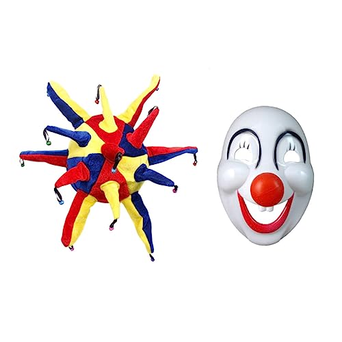 SAFIGLE 2er-sets Cosplay-partykleid Maskenballkleider Clown-kostüme Clown-anzug Clown -outfit Clownhut Maskerade Verrückter Hut Maskenkostüm Clown-kleidermaske Cosplay-outfits von SAFIGLE
