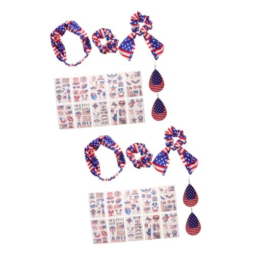 SAFIGLE 2sätze Flaggen Ohrringe Patriotic Stirnband Für Unabhängigkeitstag Dekoration Elastisches Haarband Mit Einzigartigem Design Für Frauen Und Mädchen von SAFIGLE