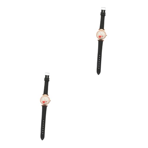 SAFIGLE 2 Stücke Elegante Damenuhr Mode Quarzuhr Armbanduhr Für Mädchen Für Frauen Schwarz von SAFIGLE