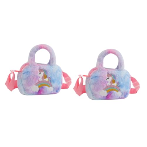 SAFIGLE 2stücke Little Girls Plüsch Einhorn Umhängetasche Leichte Und Bequeme Schultertasche Für Mädchen Für Schule Oder Besondere Anlässe Zauberhaftem Farbverlauf von SAFIGLE