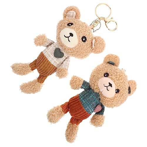 SAFIGLE 2stücke Plüschbär Schlüsselanhänger Bär Ornament Stofftier Schlüsselring Anhänger Tasche Für Schlüssel Rucksack Geldbörse Auto Innenraum Dekoration von SAFIGLE