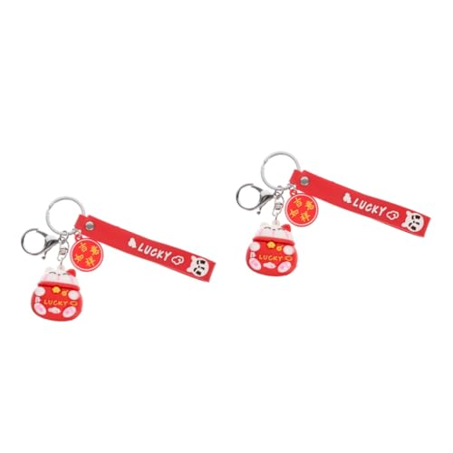 SAFIGLE 2st Glückskatze Schlüsselanhänger Maneki Neko Schlüsselanhänger Cartoon-schlüsselanhänger Cartoon-Tier-schlüsselanhänger Autozubehör Zum Aufhängen Für Frauen PVC-weichkleber Rot von SAFIGLE