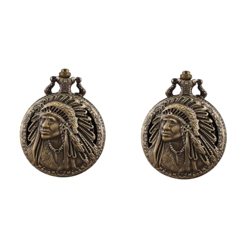 SAFIGLE 2St indische Taschenuhr für ältere Menschen Steampunk-Halskette Taschenuhr mit Kette Retro Uhr Vintage Armbanduhr eine Halskette Halsketten Uhr mit Quarzwerk Quartz Uhr Jahrgang von SAFIGLE