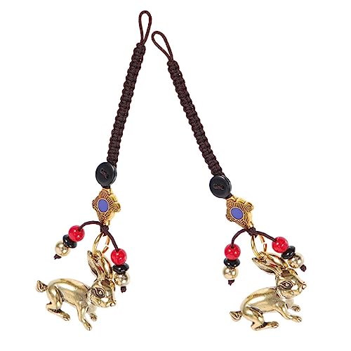 SAFIGLE 2st Kaninchen-verzierung Plüschtiere Ausgestopft Stofftier-schlüsselanhänger Häschenkleidung Für Kaninchen Niedlich Figuren Einhorn Hase Gegen Heu Käfig Ostern Puppe Messing von SAFIGLE