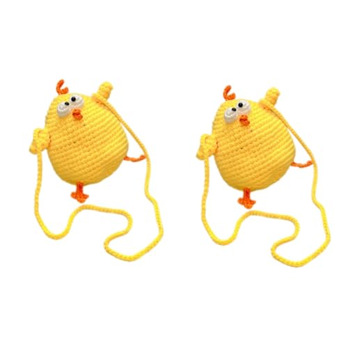 SAFIGLE 2 Stücke Huhn Beutel Gewebte Geldbörse Für Mädchen Kinder Beutel Häkeln Design von SAFIGLE