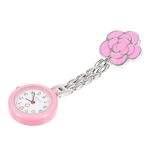 SAFIGLE 2st Krankenschwester Brustuhr Krankenschwester Uhr Taschenuhr Zum Aufhängen Am Revers Krankenschwester-Abzeichen Blumenbroschen Für Damen Hängende Taschenuhr Rosa von SAFIGLE