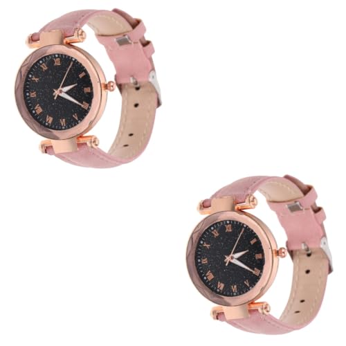 SAFIGLE 2st Quarz Damenuhren Damengürteluhr Armbanduhr Modeuhr Für Mädchen Herrenuhren Junge Uhren Freizeituhr Für Damen Mädchen Sehen Jungs Sehen Frauen Schauen Zu Kinderuhr Rosa Leder von SAFIGLE