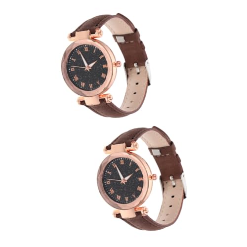 SAFIGLE 2st Quarz Damenuhren Frauen Verstellbare Uhr Herrenuhren Studenten Schauen Zu Damenarmbanduhr Frauen Schauen Zu Erwachsene Uhren Kinder Armbanduhr Junge Uhr Brown Rostfreier Stahl von SAFIGLE