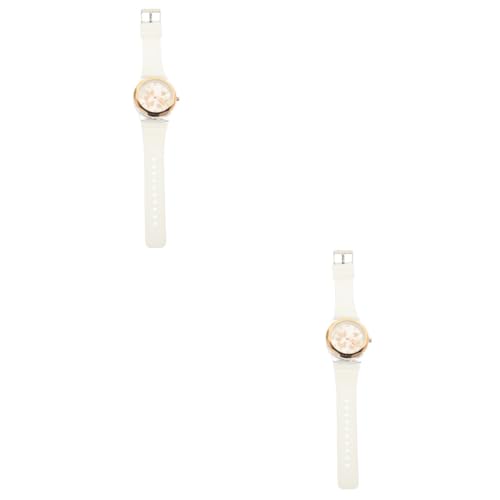 SAFIGLE 2st Schmetterlings-quarzuhr Uhren Mit Silikonarmband Für Damen Damenuhr Business-Uhr Sportuhr Mädchenuhren Weibliche Armbanduhr Digital Fräulein Weiß Elektronik Anmut Kleine Uhr von SAFIGLE