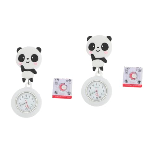 SAFIGLE 2st Taschenuhr Ansehen Chronographenuhr Panda-hängeuhr Panda Brustuhr Clip Auf Krankenschwesteruhr Damenuhren Fob Hängende Uhr Betrachten Clip-Uhr Zinklegierung Weiß von SAFIGLE