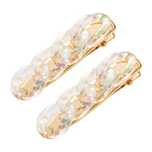 SAFIGLE 2stücke Acryl Kette Haar Clip Kreative Frauen Haar Tragen Chic Entenschnabel Clip Haarschmuck Für Mädchen von SAFIGLE