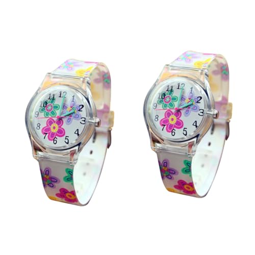 SAFIGLE 2stücke Adorable Mädchen Uhr Mit Wasserdichtem Design Kreative Cartoon Armbanduhr Für Mädchen Und Kleinkinder Blumenmotiv von SAFIGLE