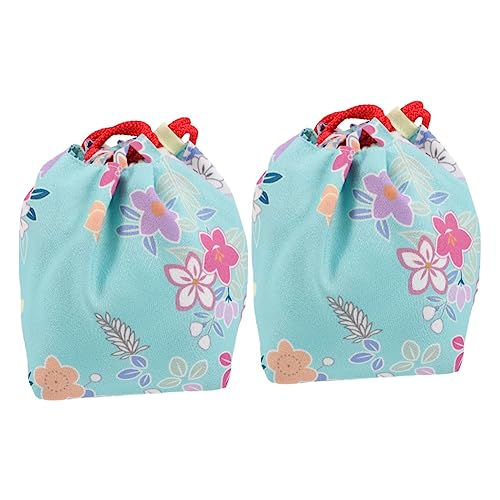 SAFIGLE 2stücke Drawstring Bag Im Japanischen Stil Kimono Pouch Für Münzen Und Smartphones Handliche Umhängetasche Sanftem Blau Für Täglichen Gebrauch Und Besondere Anlässe von SAFIGLE