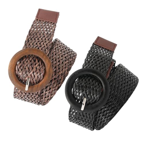SAFIGLE 2stücke Taillengürtel Schwarz Damen Webbund Ethno-stil Taillengürtel Für Kleid Hose Jeans Schwarz Kaffeebraun von SAFIGLE