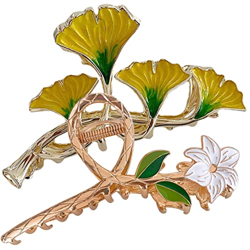 SAFIGLE 2stücke Haarklammern Für Langes Haar Mit Blumenmotiv Aus Große Klammern Für Frauen Mit Ginkgomotiv Haarklammern Mit Blättern Für Dünnes Haar Haarklammer Zurück Halter Für von SAFIGLE