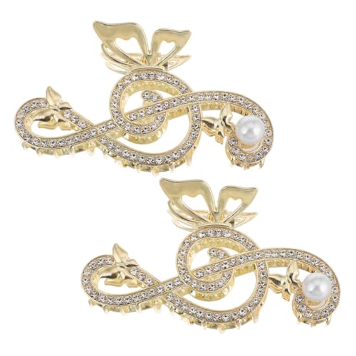 SAFIGLE 2stücke Haarklammern Mit Strassperlen Und Steinchen Für Mädchen Große Rutschfeste Clips Musiknoten-haaraccessoires Für Dickes Haar Styling-clips Für Hochzeiten Und Partys von SAFIGLE