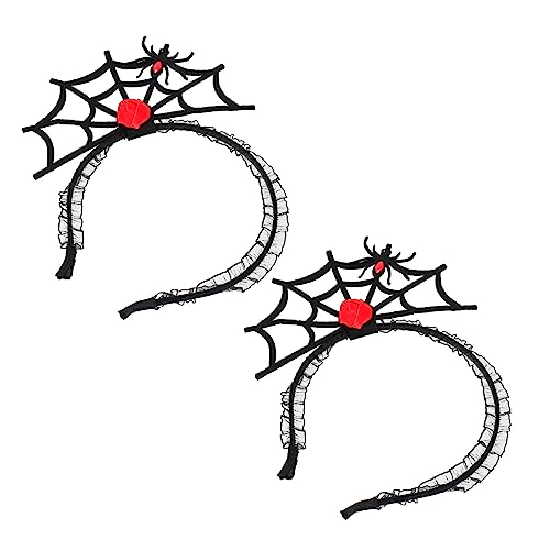SAFIGLE 2stücke Halloween Haarband Mit Spinnennetz Verzierung Schwarz Kopfschmuck Für Festival Party Cosplay Anlässe Haarreifen Für Haare Schwarz von SAFIGLE
