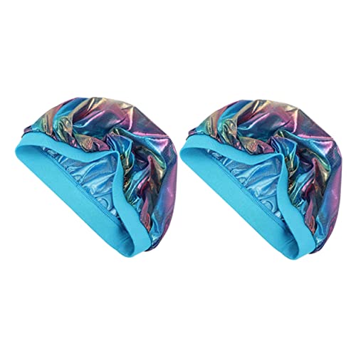 SAFIGLE 2stücke Kinderhauben Schlafmütze Für Elastischem Design Haarschutz Für Junge Mädchen Dusche Caps Kinderhaube Zarte Farbe Polyester Material Leicht Und Atmungsaktiv Für Schlaf von SAFIGLE