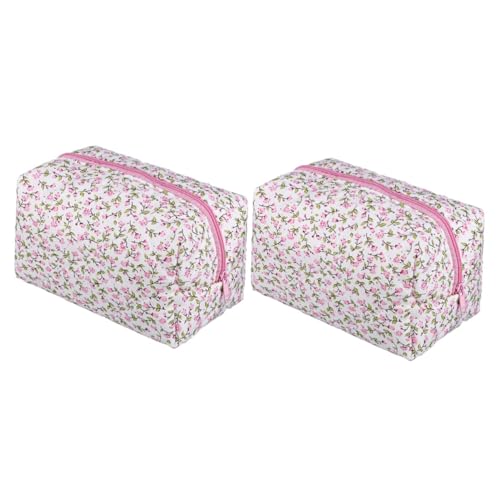 SAFIGLE 2stücke Makeup Organizer Kulturbeutel Mit Floral Design Tragbare Kosmetiktasche Für Skincare Und Periodenaufbewahrung Zipper Makeup Case Für Damen Und Teenager von SAFIGLE