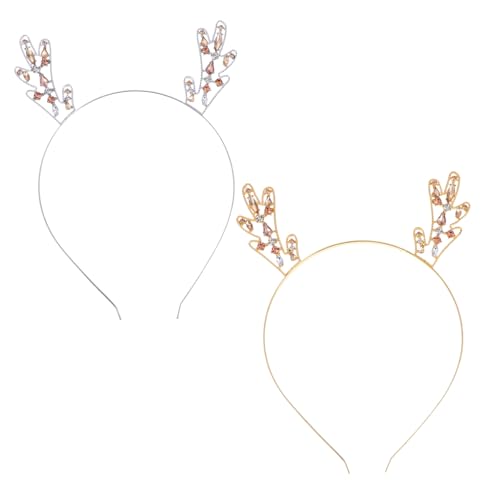 SAFIGLE 2stücke Metall Haarreif Weihnachts Haarreif Geweih Stirnbänder Stirnbänder Accessoires Haarband Kopfschmuck von SAFIGLE