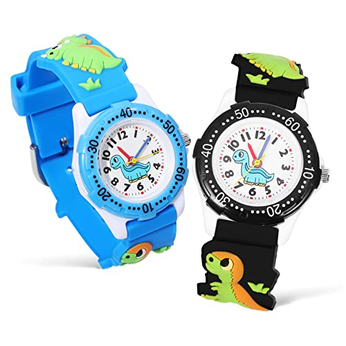 SAFIGLE 2stücke Pack Kinderuhren Junge Mädchen Cartoon Dinosaurier Dekorative Zeituhren Geschenke Für Junge Mädchen von SAFIGLE