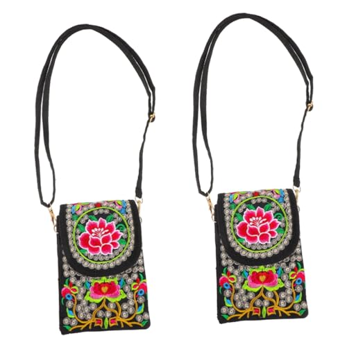 SAFIGLE 2stücke Phone Bag Canvas Mit Ethnischem Design Verstellbare Schultertasche Für Damen Multifunktionale Handytasche Für Smartphone Und Kleingeld Stilvolle Umhängetasche Für von SAFIGLE