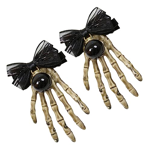 SAFIGLE 2stücke Schädel Hand Haarnadel Halloween Party Mädchen Kopfschmuck Skelett Knochen Haarspange Kunststoff Schmuck Für Kostüm Anlässe von SAFIGLE