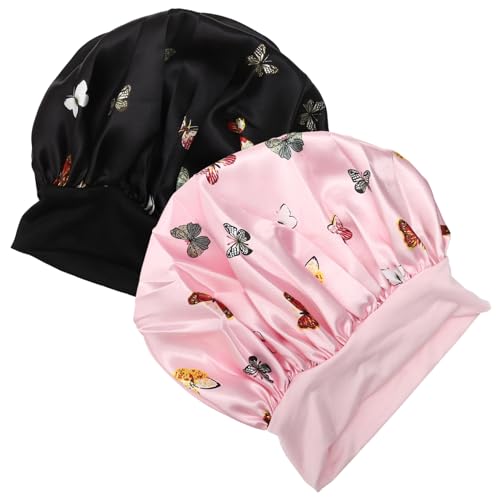 SAFIGLE 2stücke Schlafhaube Für Damen Bequeme Schlafmütze Geschmeidige Haube Tragbare Schlafmütze Haarhaube Für Damen Elastisches Design Angenehmes Material Feine Verarbeitung Details von SAFIGLE